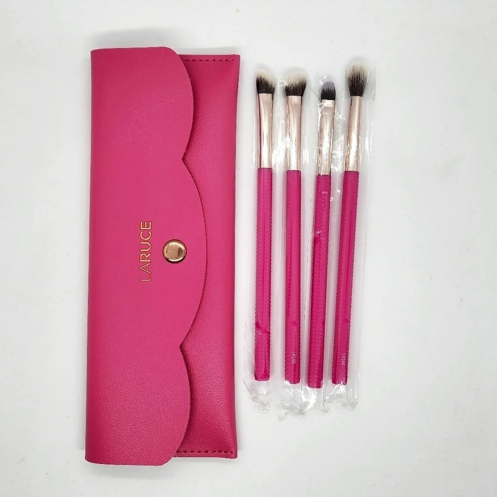 LARUCE Beauty Kayla 4 Piece Hot Pink Eye Makeup Brush Set